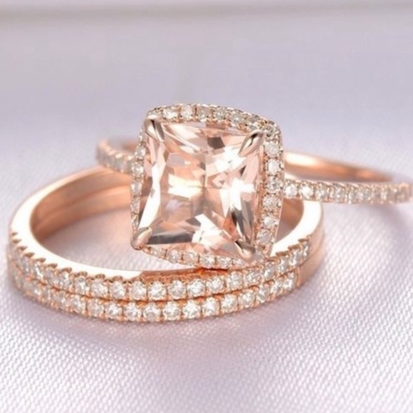 18K Rose Gold Filled With 4.25ct Morganite Ring - Picture 6 of 10